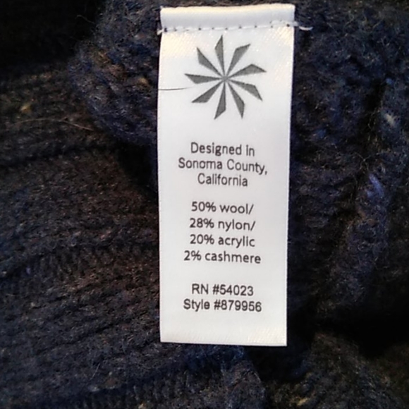 Athleta Vintage Cable Knit Sweater Navy Blue Small - Picture 4 of 6